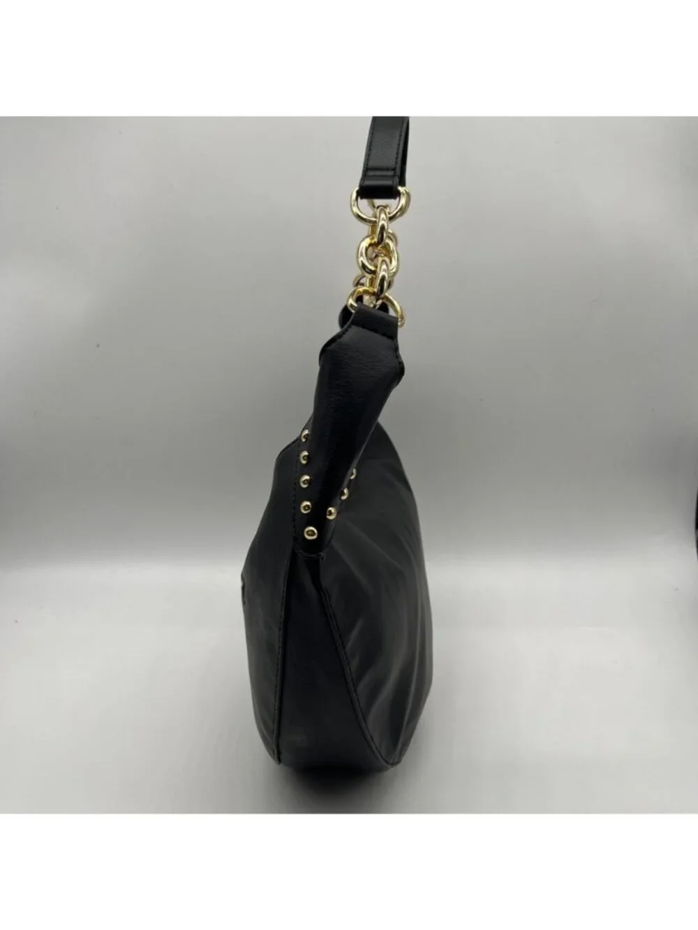 I.N.C. International Concepts Black Faux Leather Giannaa Medium Stud Hobo Bag